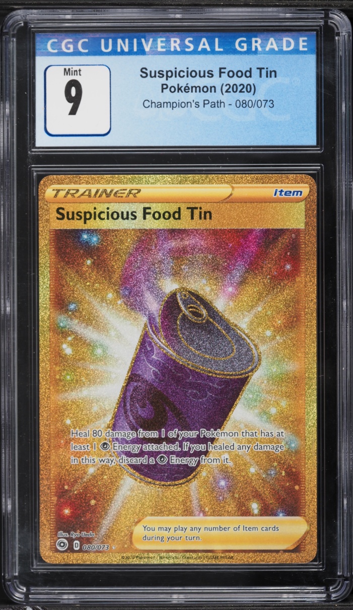 2020 Pokemon SWSH Champion's Path Gold Rare Suspicious Food Tin #80 CGC 9 MINT