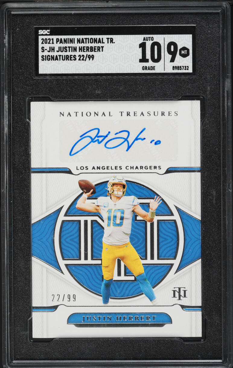 2021 National Treasures Justin Herbert AUTO /99 #S-JH SGC 9 MINT