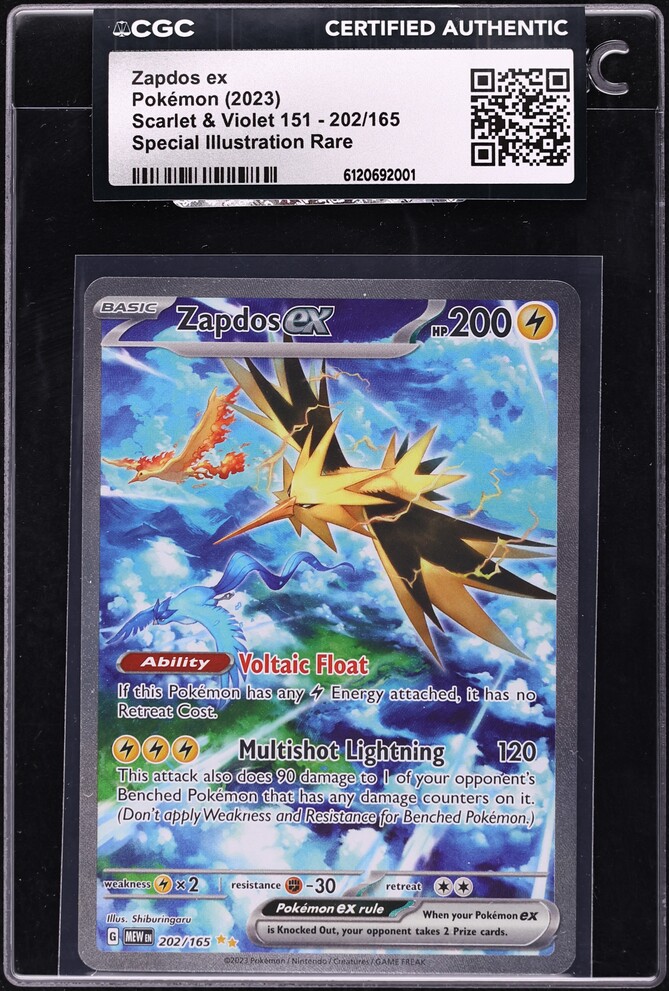 2023 Pokemon Scarlet & Violet 151 SIR Zapdos ex #202 CGC AUTH