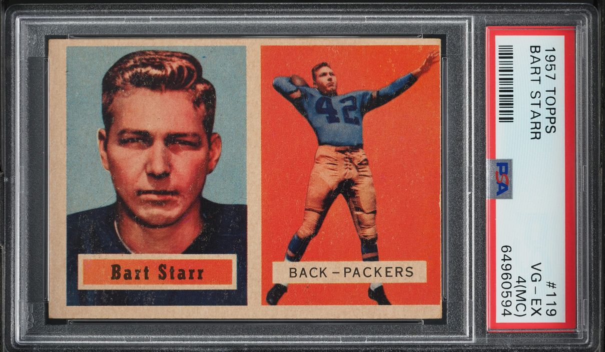 1957 Topps Football Bart Starr ROOKIE #119 PSA 4(mc) VGEX