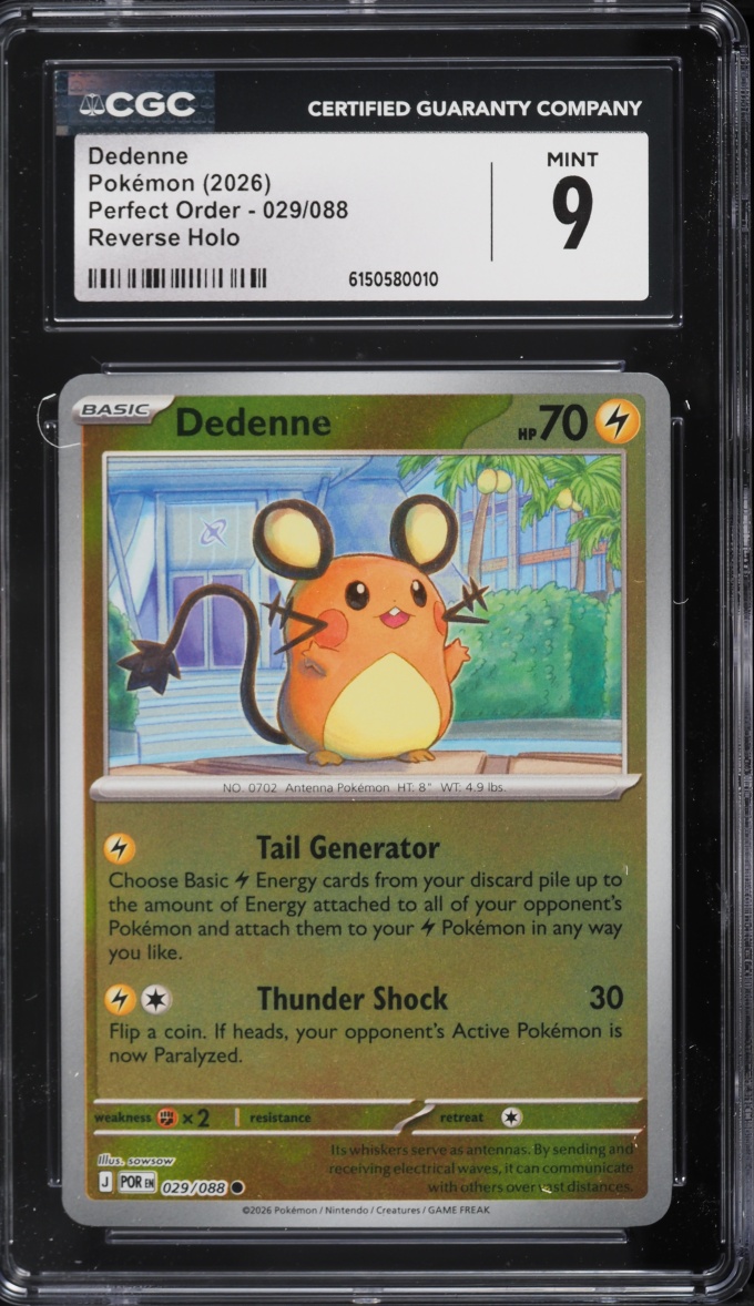 2026 Pokemon Mega Evolution Perfect Order Reverse Holo Dedenne #029 CGC 9 MINT