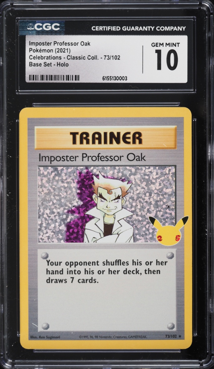 2021 Pokemon Sword & Shield Celebrations Holo Imposter Professor Oak #73 CGC 10 GEM MINT