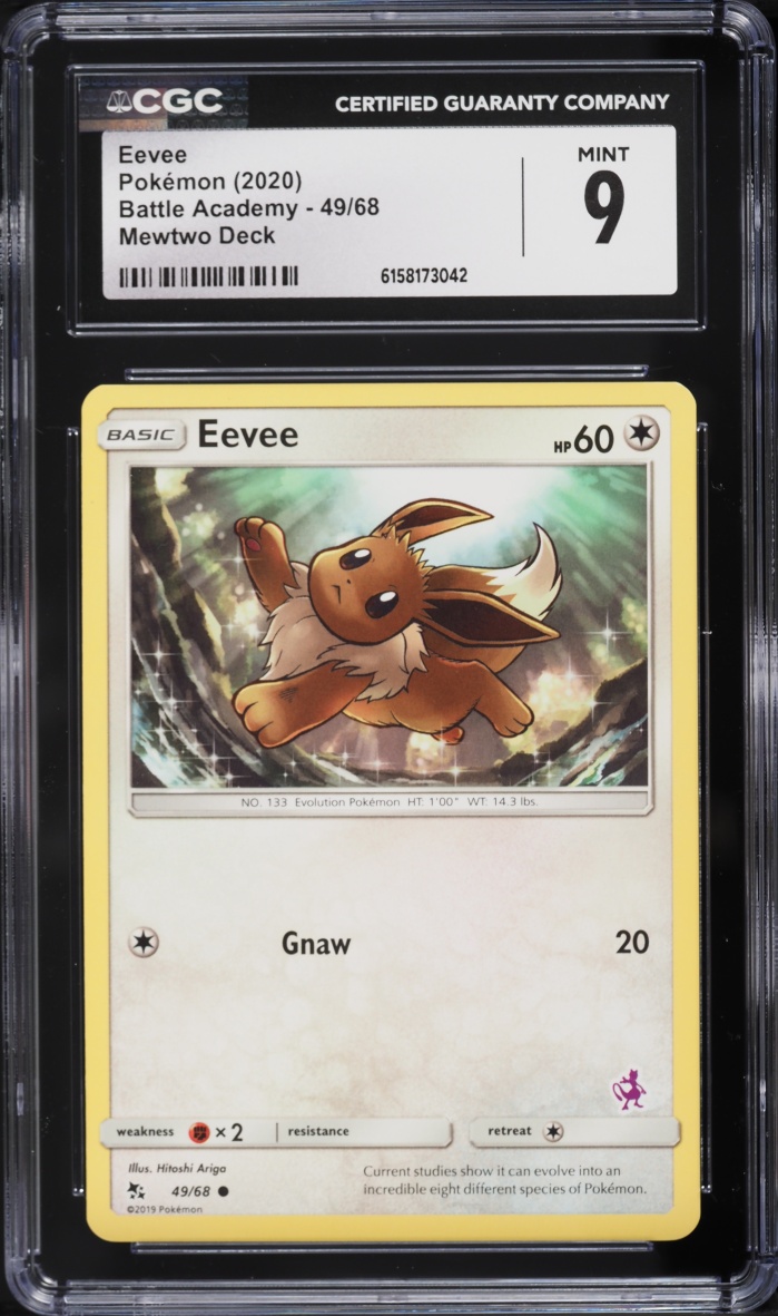 2020 Pokemon Sun & Moon Battle Academy Mewtwo Deck Eevee #49 CGC 9 MINT