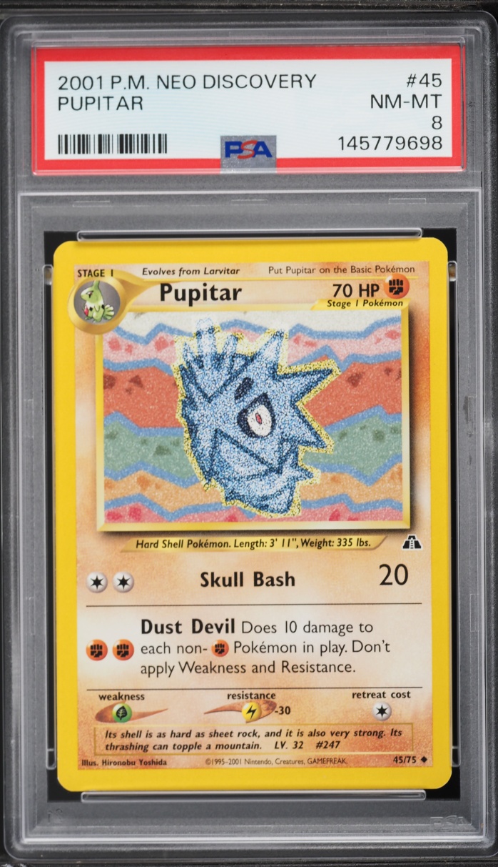2001 Pokemon Neo Discovery Pupitar #45 PSA 8 NM-MT