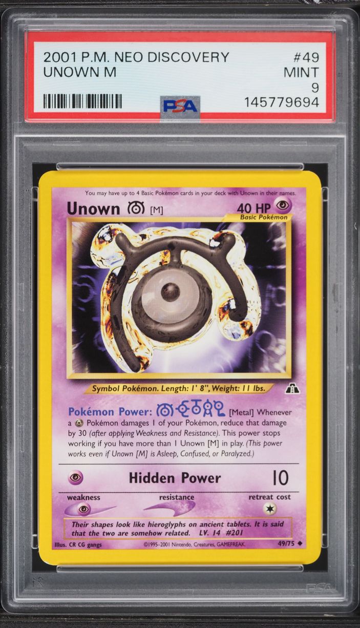 2001 Pokemon Neo Discovery Unown M #49 PSA 9 MINT
