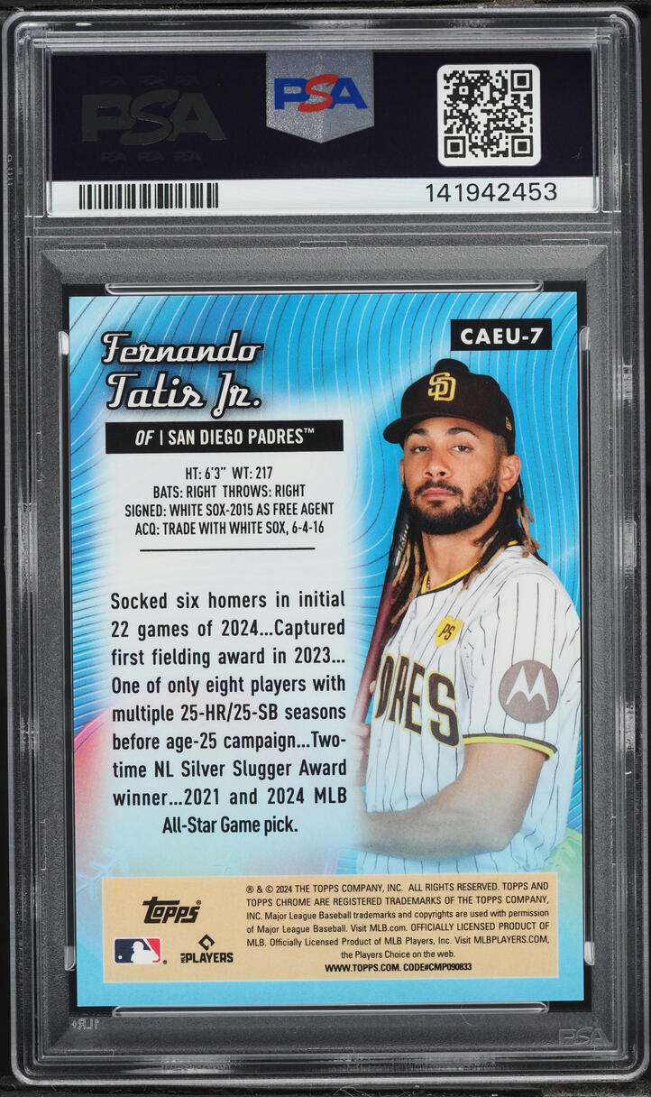2024 Topps Chrome Update All-Etch Orange Refractor Fernando Tatis Jr. /25 #CAEU-7 PSA 10 GEM