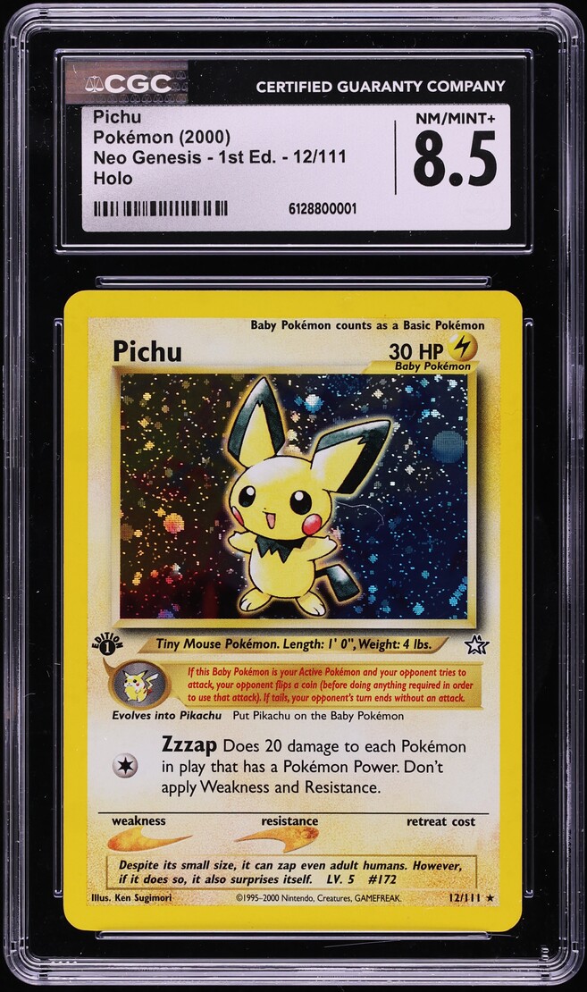 2000 Pokemon Neo Genesis 1st Edition Holo Pichu #12 CGC 8.5 NM-MT+