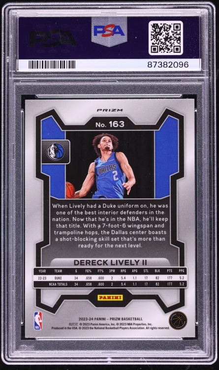 2023 Panini Prizm Ice Dereck Lively II ROOKIE #163 PSA 9 MINT