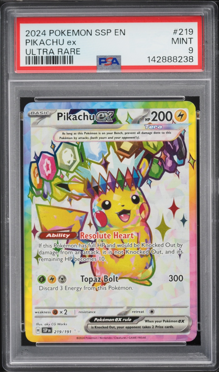 2024 Pokemon Scarlet & Violet Surging Sparks Full Art Pikachu Ex #219 PSA 9 MINT