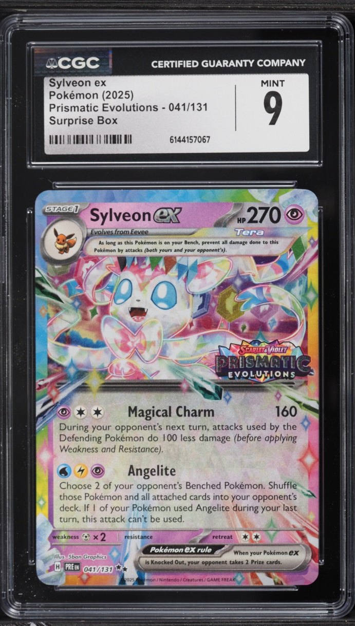 2025 Pokemon Scarlet & Violet Prismatic Evolutions Surprise Box Holo Sylveon EX #41 CGC 9 MINT
