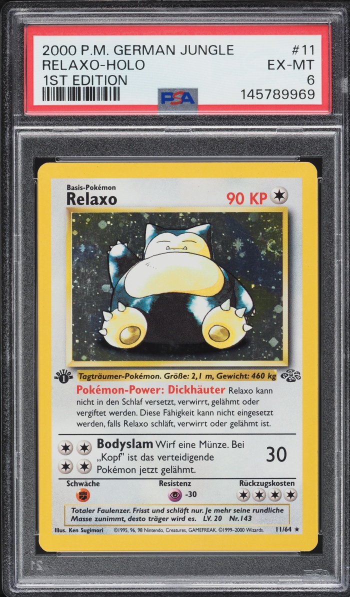 2000 Pokemon German Jungle 1st Edition Holo Relaxo #11 PSA 6 EXMT
