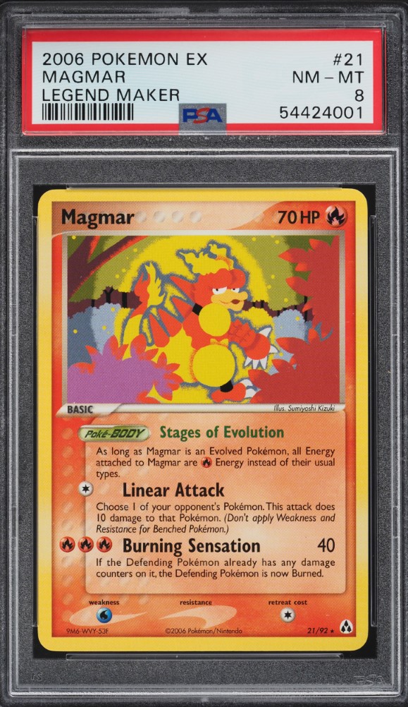 2006 Pokemon EX Legend Maker Magmar #21 PSA 8 NM-MT on Fanatics Collect