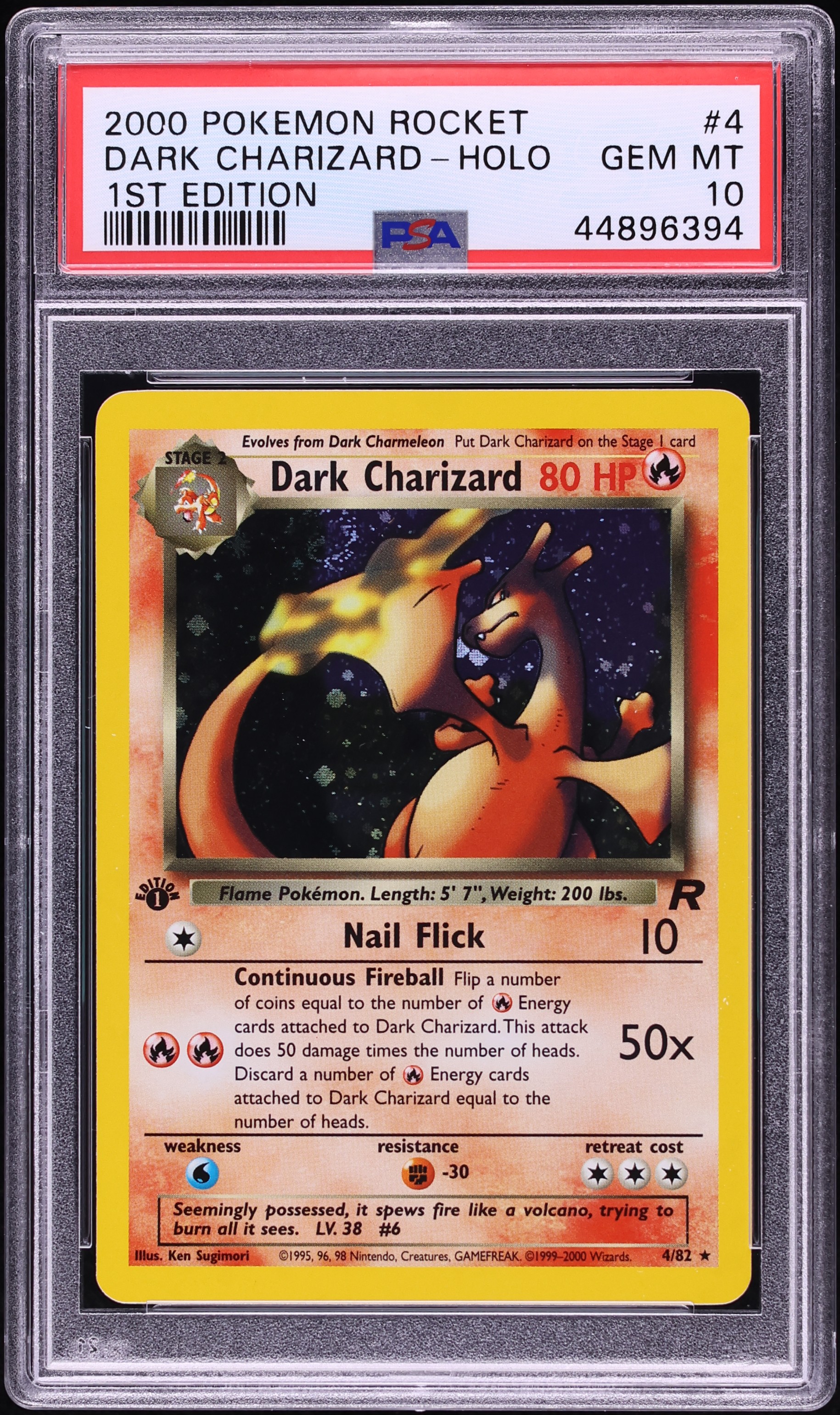 2000 Pokemon Team Rocket 1st Edition Holo Dark Charizard #4 PSA 10 GEM MINT