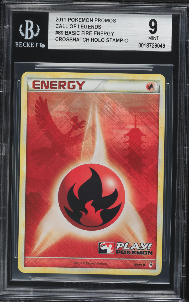 2011 Pokemon Call Of Legends Promo Crosshatch Holo Basic Fire Energy #89 BGS 9 MINT