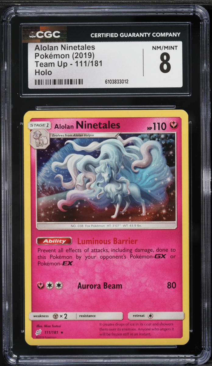 2019 Pokemon Sun & Moon Team Up Holo Alolan Ninetales #111 CGC 8 NM-MT