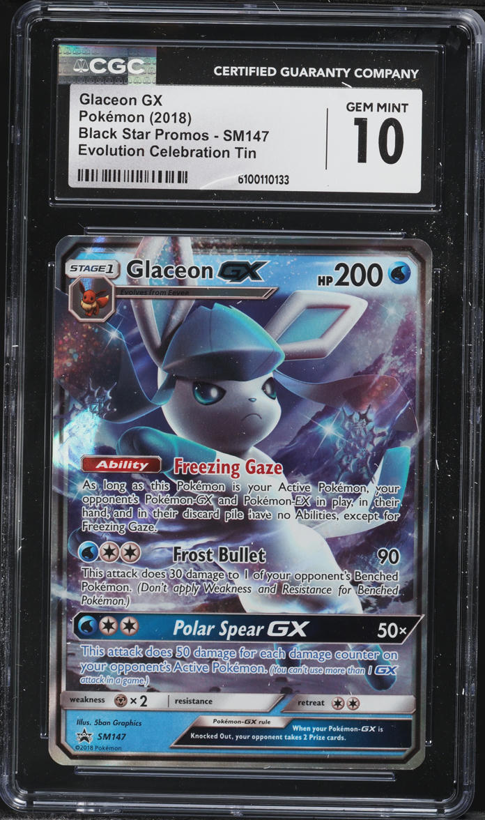 2018 Pokemon Sun & Moon Promo Evolution Celebration Tin Glaceon GX #SM147 CGC 10 GEM MINT