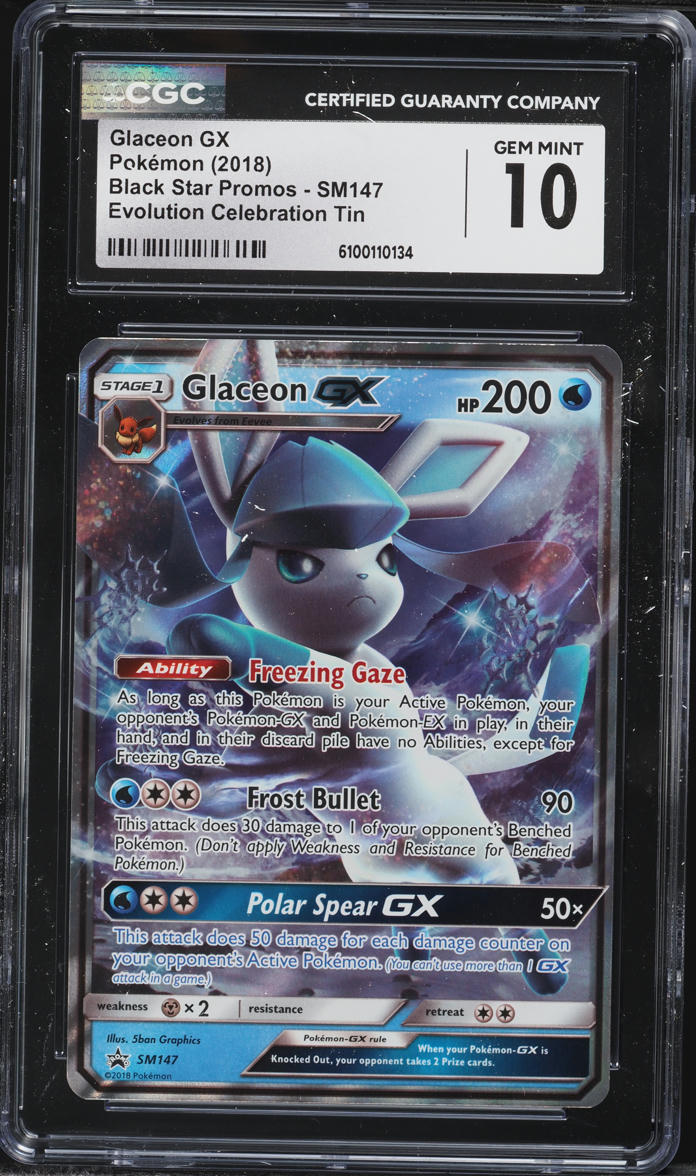 2018 Pokemon Sun & Moon Promo Evolution Celebration Tin Glaceon GX #SM147 CGC 10 GEM MINT