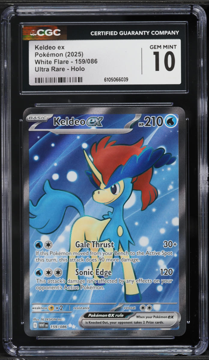 2025 Pokemon Scarlet & Violet White Flare Full Art Keldeo EX #159 CGC 10 GEM MINT