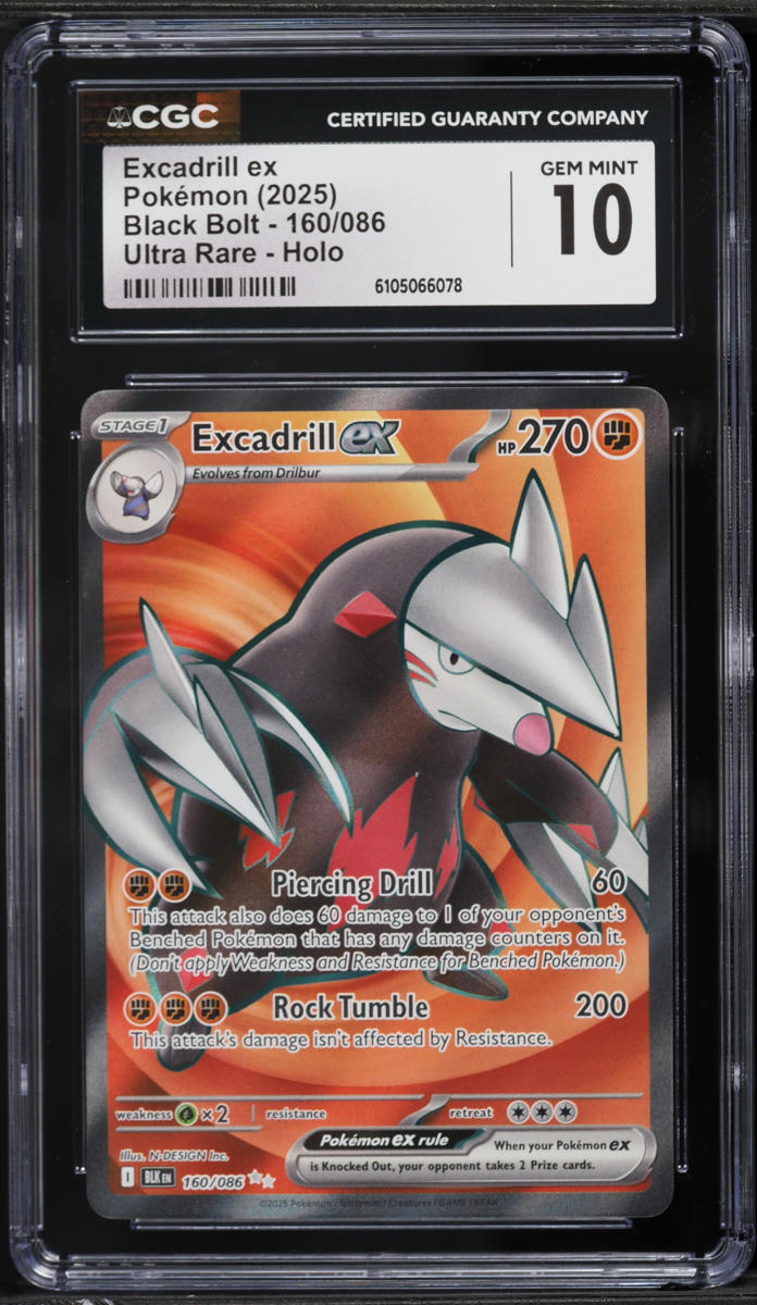2025 Pokemon Scarlet & Violet Black Bolt Full Art Excadrill EX #160 CGC 10 GEM MINT
