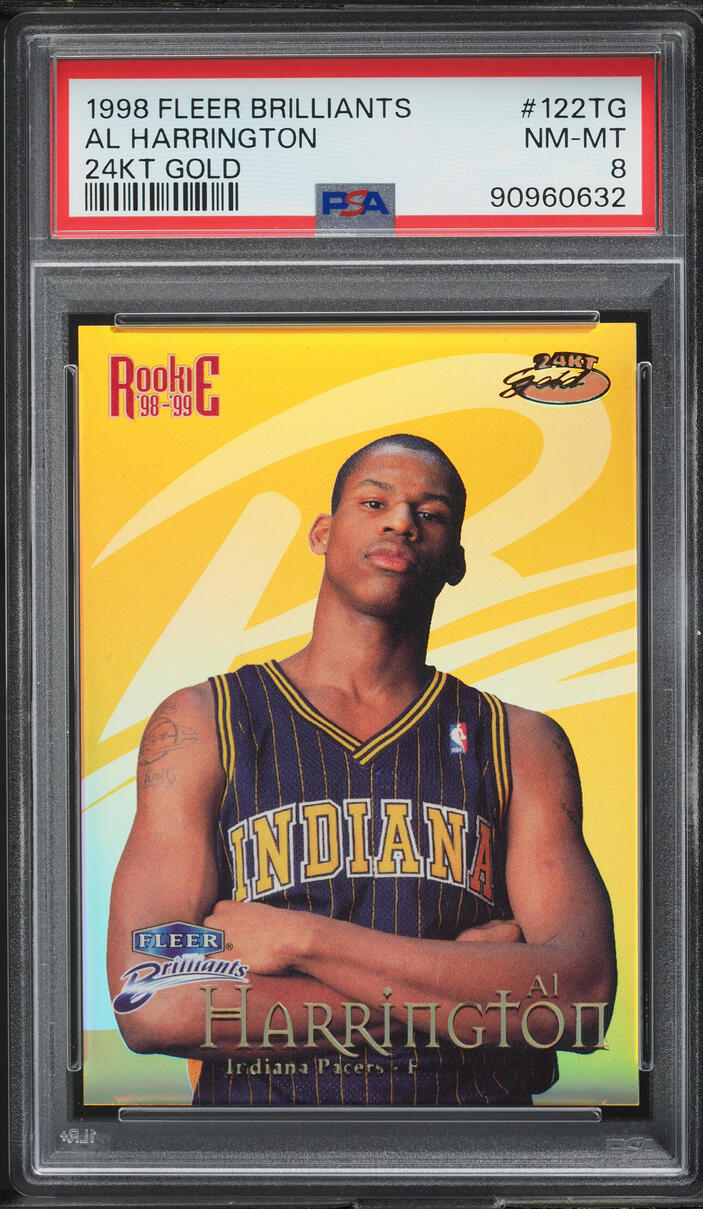 1998 Fleer Brilliants 24kt Gold Al Harrington ROOKIE 1/24 #122TG PSA 8 NM-MT
