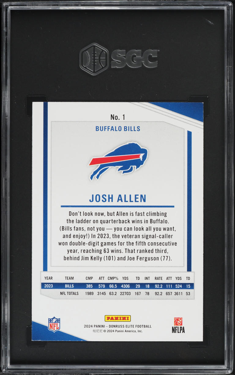 2024 Donruss Elite Josh Allen #1 SGC 9.5 MINT+