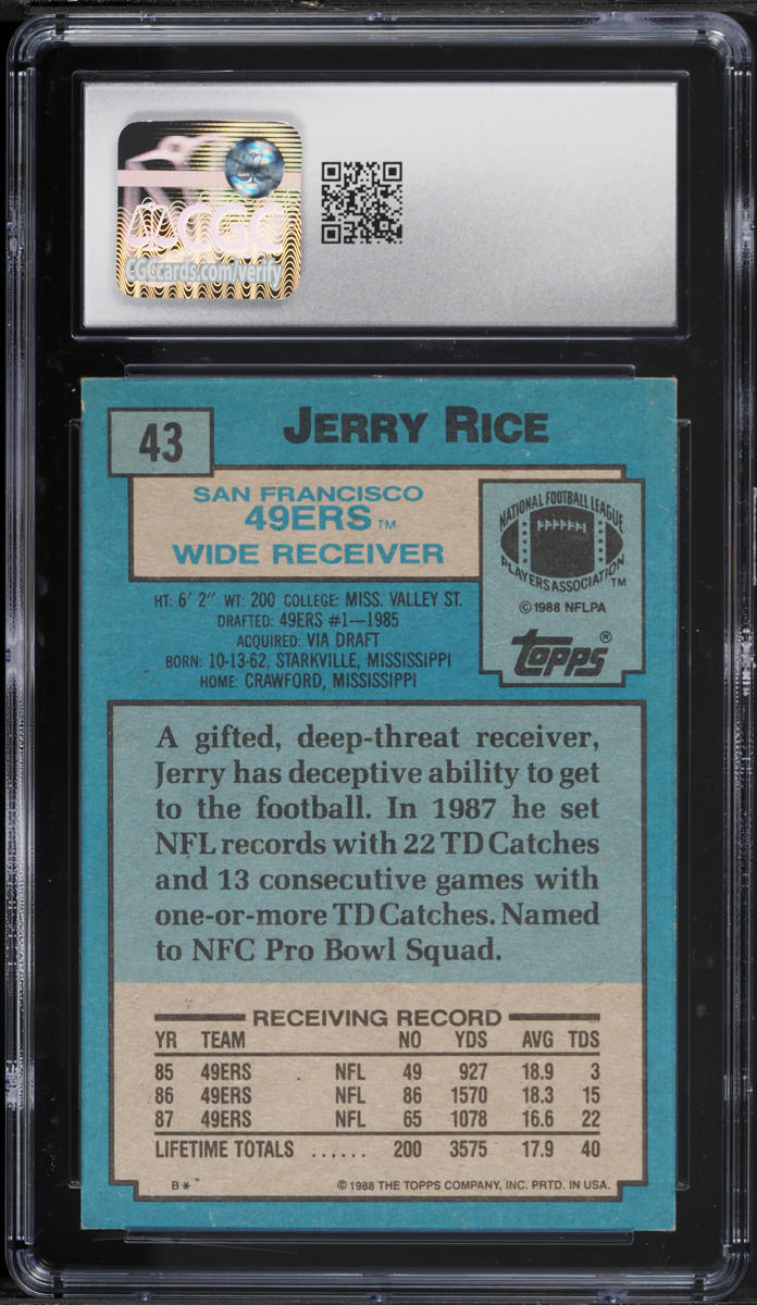 1988 Topps All Pro Jerry Rice #43 CGC 7.5 NRMT+