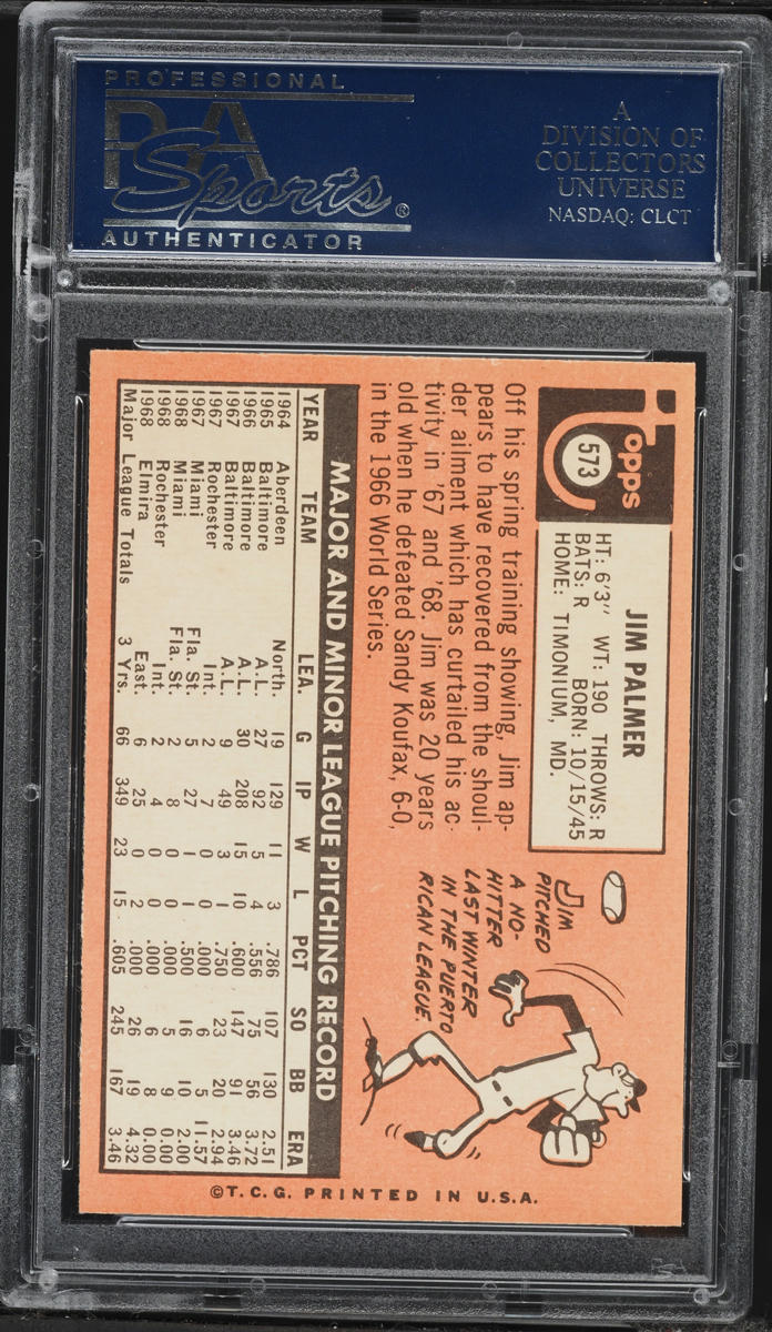 1969 Topps Jim Palmer #573 PSA 8 NM-MT