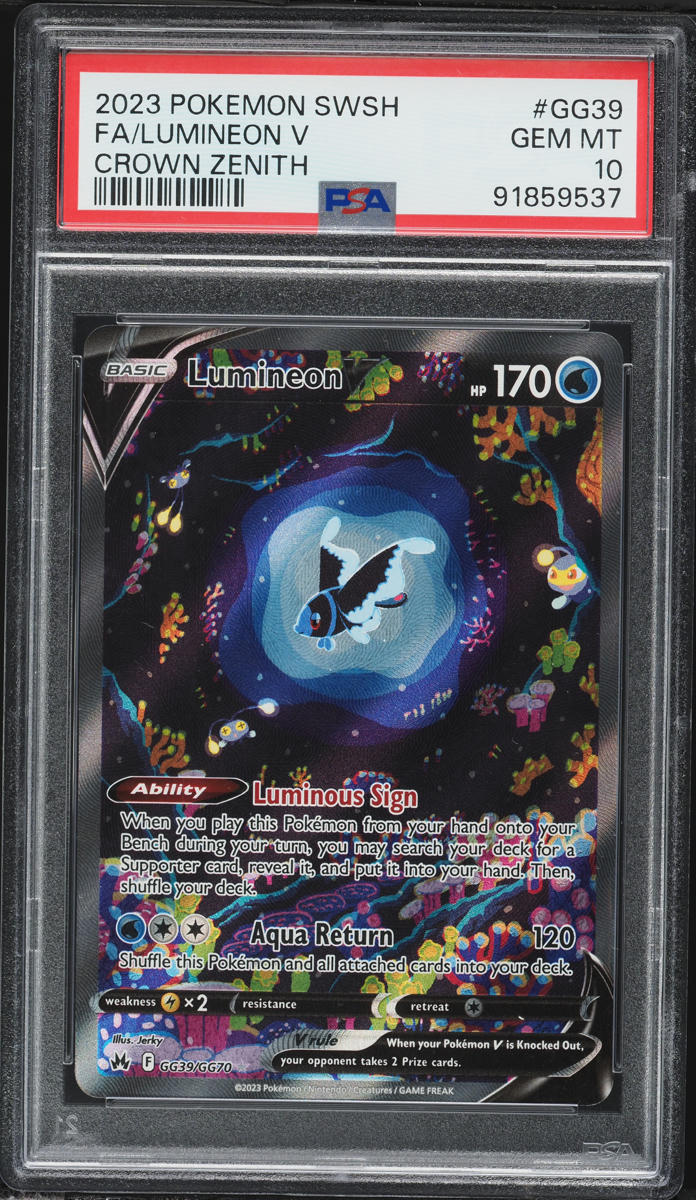 2023 Pokemon Sword & Shield Crown Zenith Full Art Lumineon V #GG39 PSA 10 GEM MINT