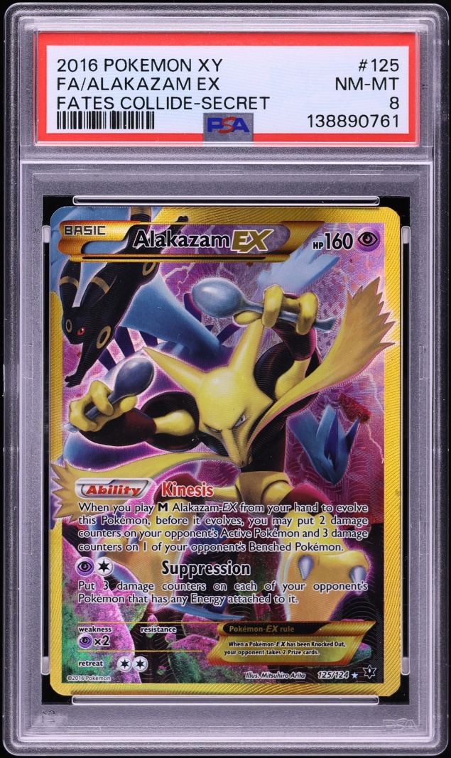 2016 Pokemon XY Fates Collide Full Art Alakazam EX #125 PSA 8 NM-MT