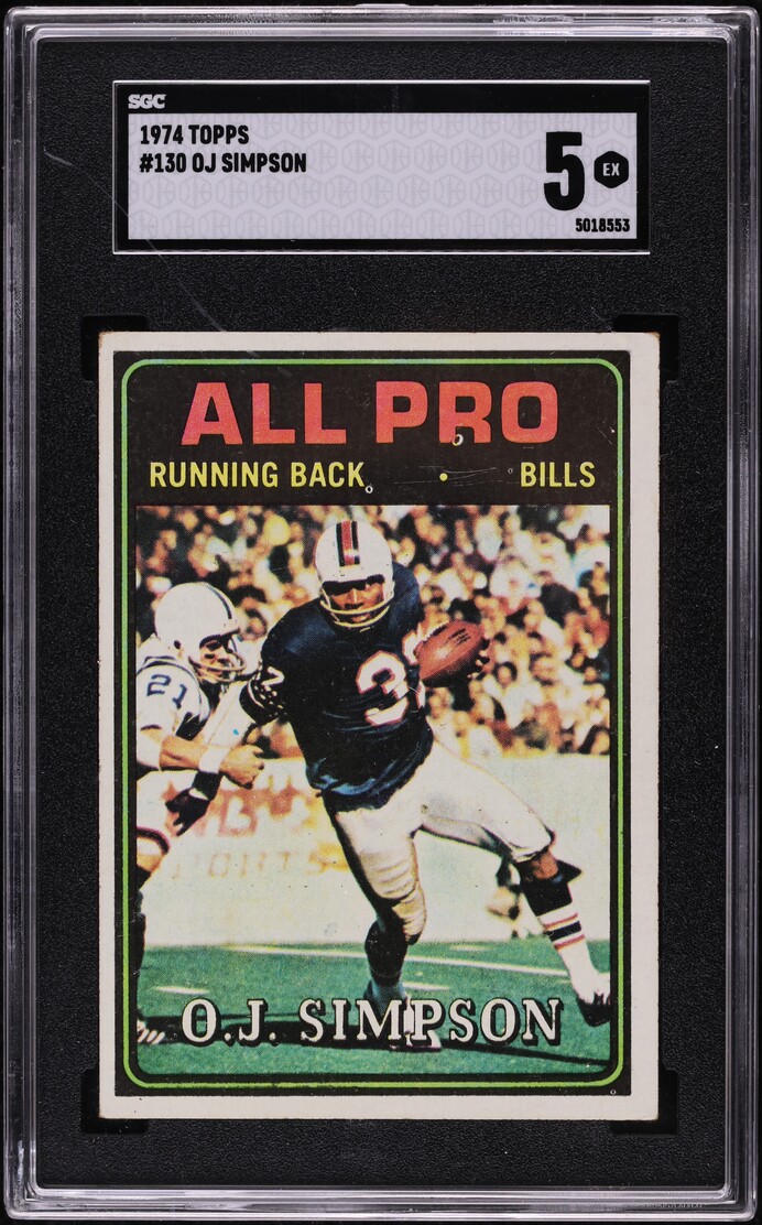1974 Topps Football OJ Simpson #130 SGC 5 EX