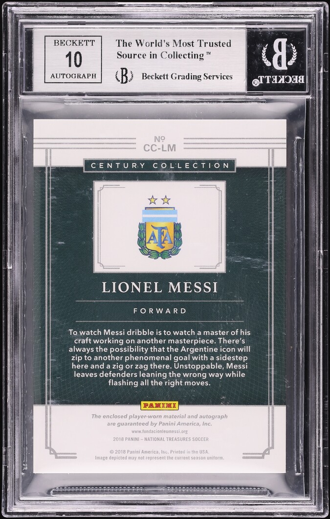 2018 National Treasures Century Gold Lionel Messi PATCH AUTO 5/5 #CC-LM BGS 8.5 NM-MT+