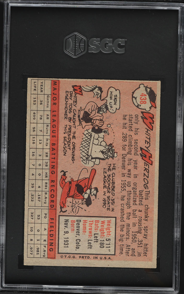 1958 Topps Whitey Herzog #438 SGC 6 EXMT