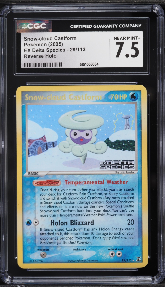2005 Pokemon EX Delta Species Reverse Holo Snow-Cloud Castform #29 CGC 7.5 NRMT+