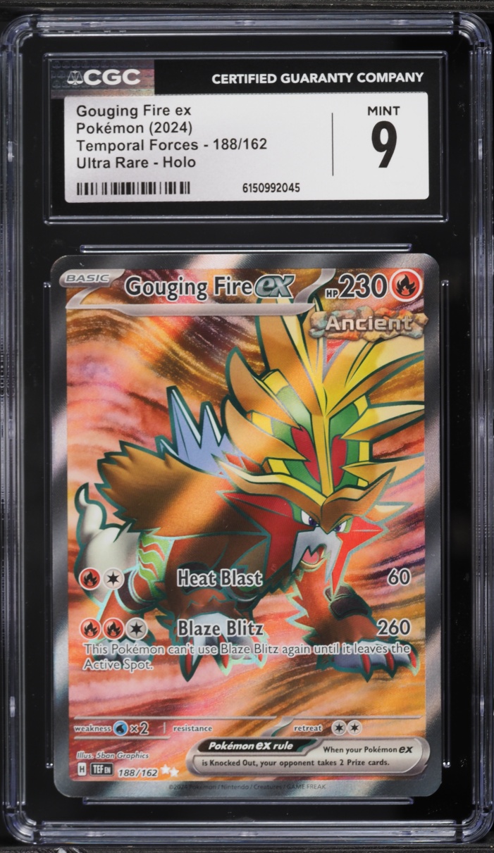2024 Pokemon Scarlet & Violet Temporal Forces Full Art Gouging Fire ex #188 CGC 9 MINT