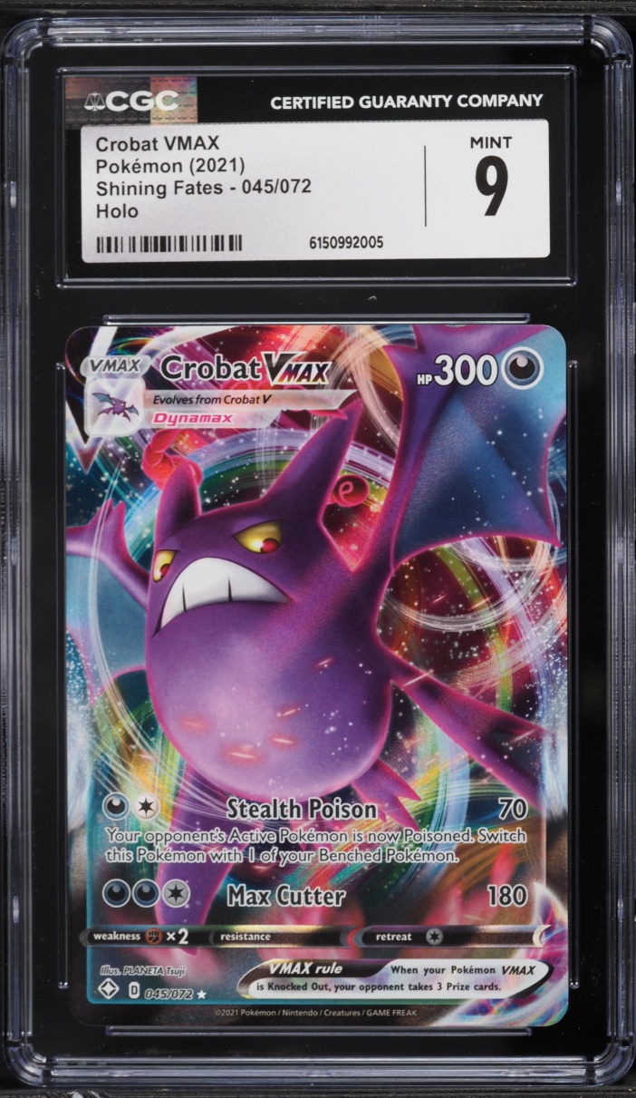 2021 Pokemon Sword & Shield Shining Fates Full Art Crobat VMAX #45 CGC 9 MINT