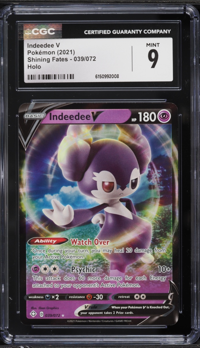2021 Pokemon Sword & Shield Shining Fates Alt Art Indeedee V #39 CGC 9 MINT