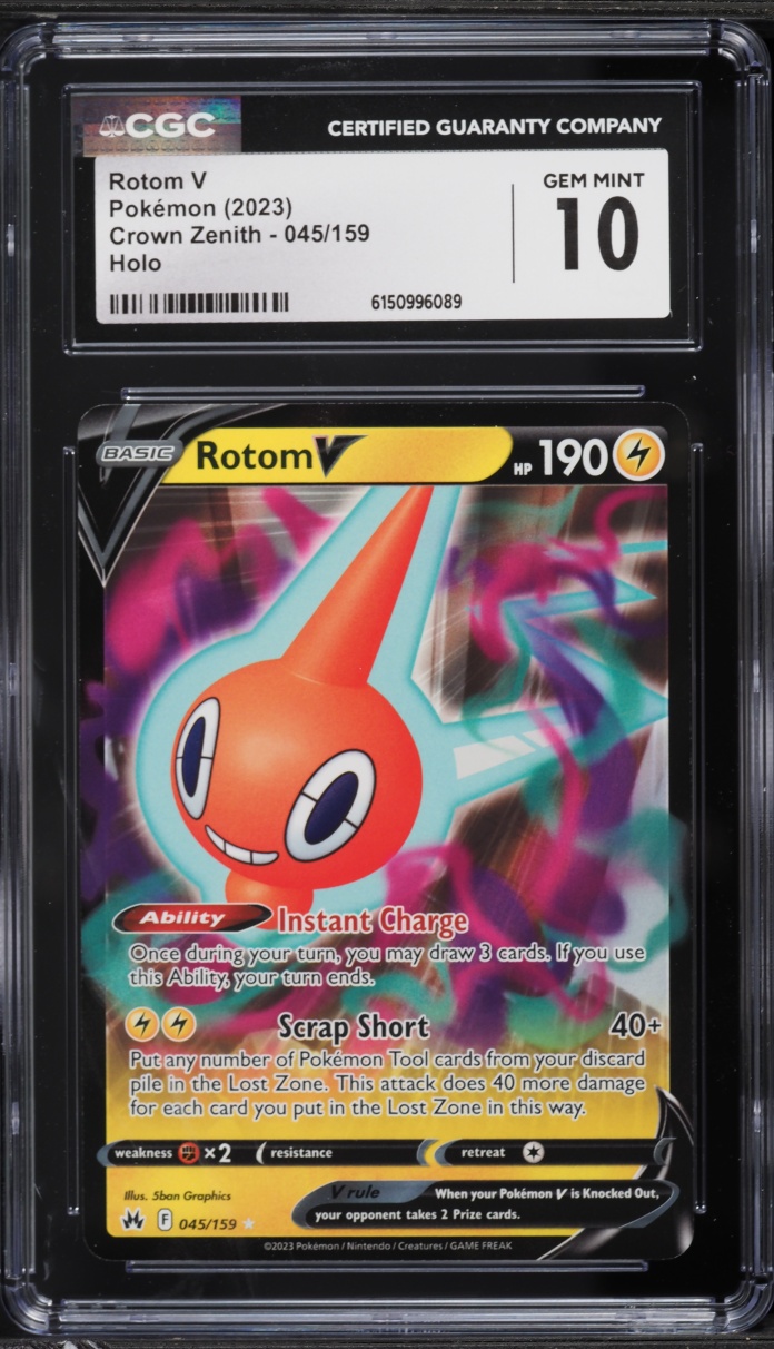 2023 Pokemon Sword & Shield Crown Zenith Rotom V #45 CGC 10 GEM MINT