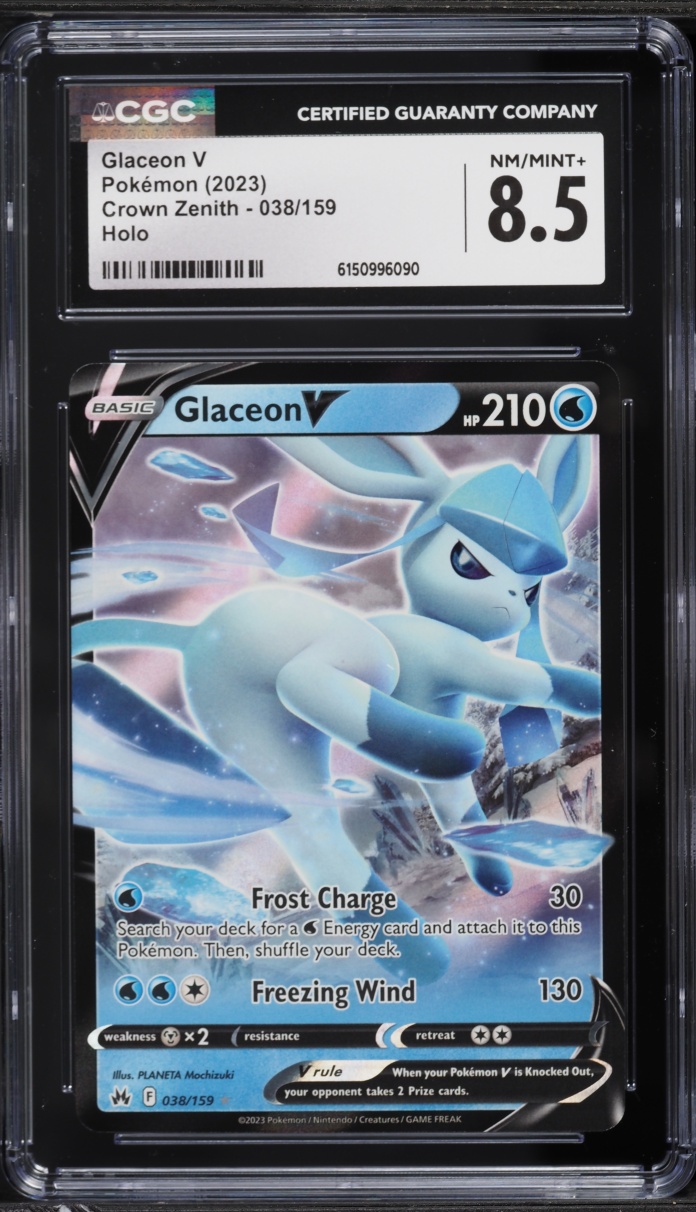 2023 Pokemon Sword & Shield Crown Zenith Holo Glaceon V #38 CGC 8.5 NM-MT+