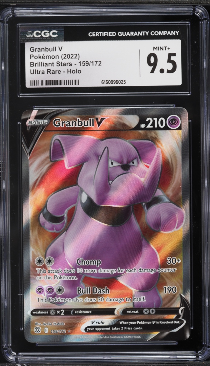2022 Pokemon Sword & Shield Brilliant Stars Full Art Granbull V #159 CGC 9.5 MINT+