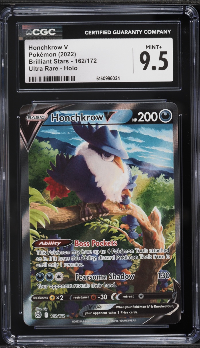 2023 Pokemon Sword & Shield Brilliant Stars Alt Art Honchkrow V #162 CGC 9.5 MINT+