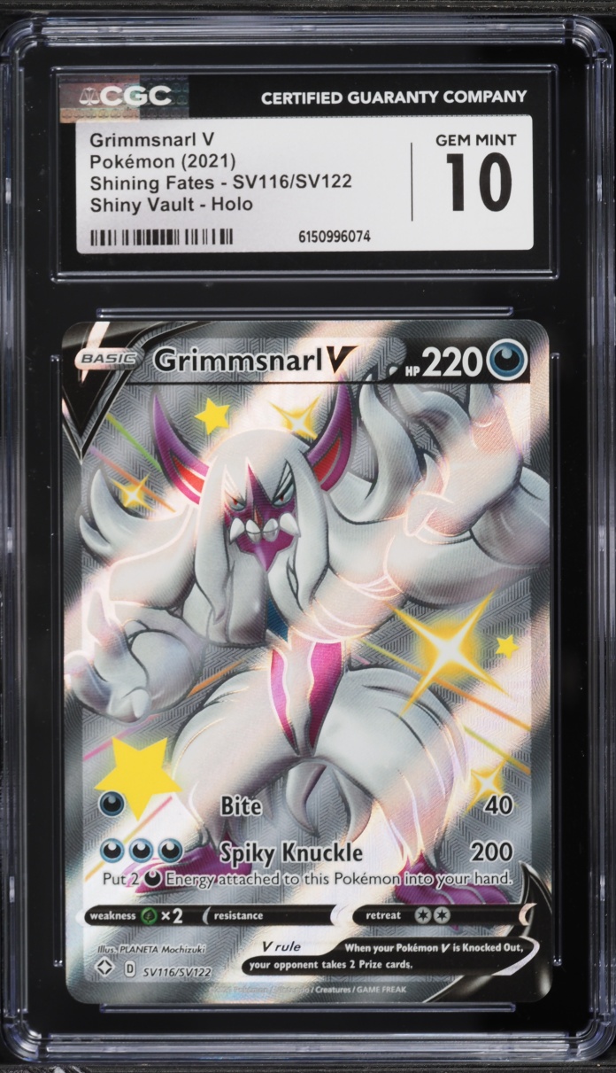 2021 Pokemon Sword & Shield Shining Fates Shiny Vault Full Art Grimmsnarl V #SV116 CGC 10 GEM
