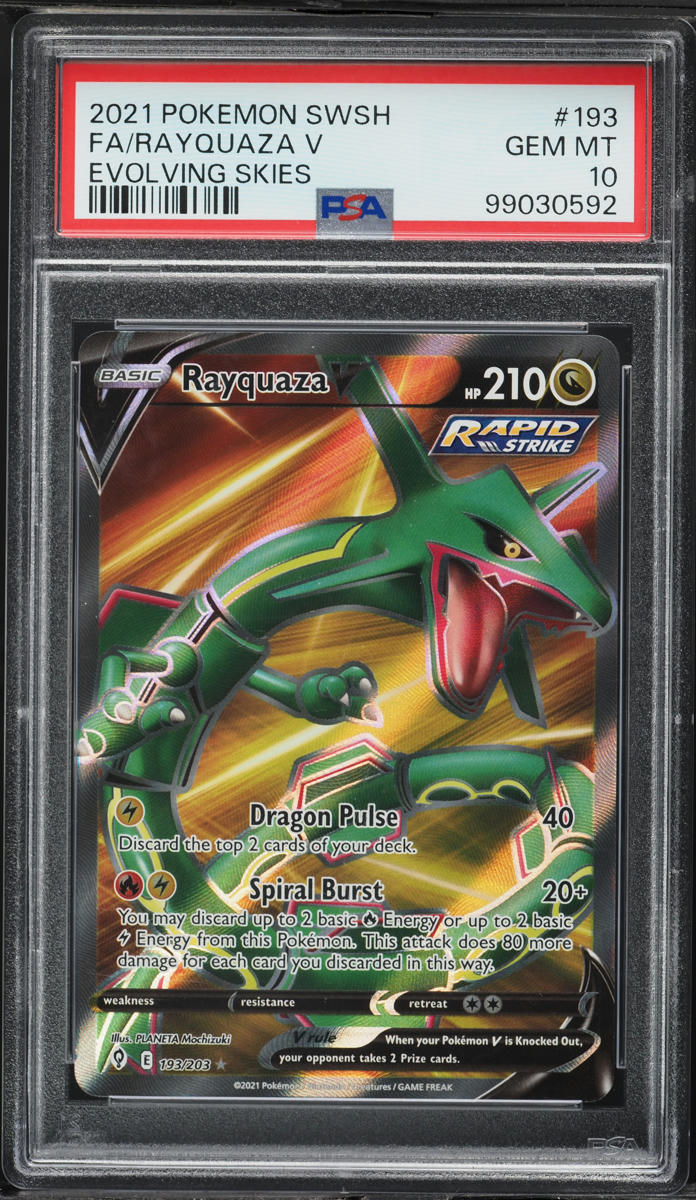 2021 Pokemon Sword & Shield Evolving Skies Full Art Rayquaza V #193 PSA 10 GEM MINT