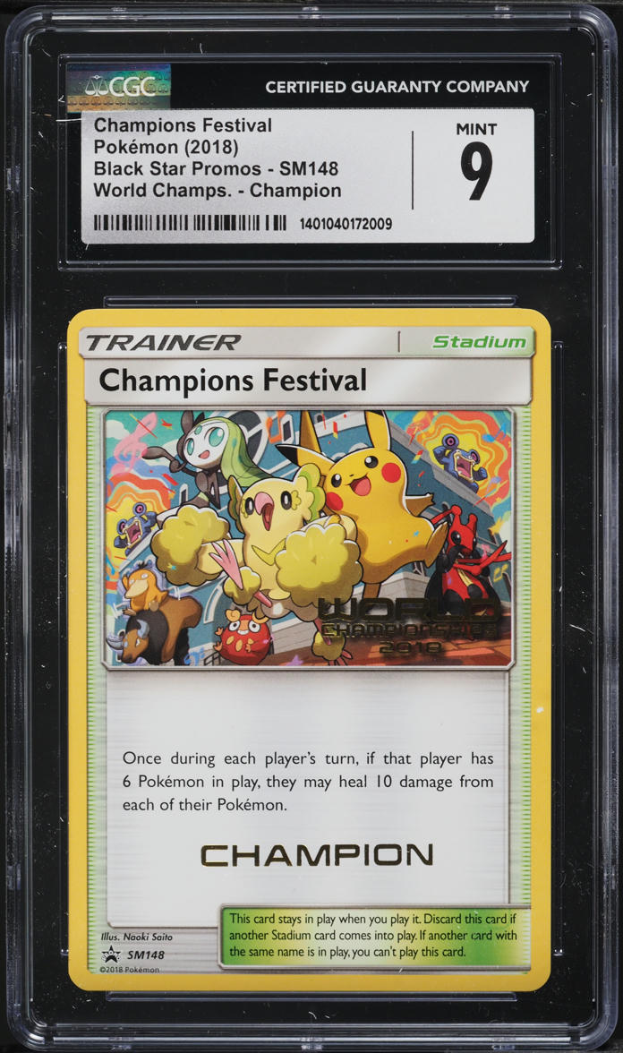 2018 Pokemon SM Black Star Promo World Championships Champions Festival CGC 9