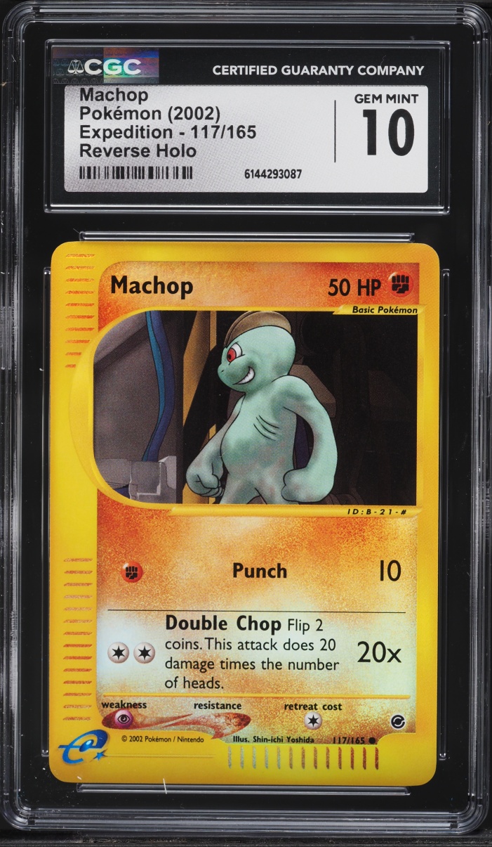 2002 Pokemon Expedition Reverse Holo Machop #117 CGC 10 GEM MINT