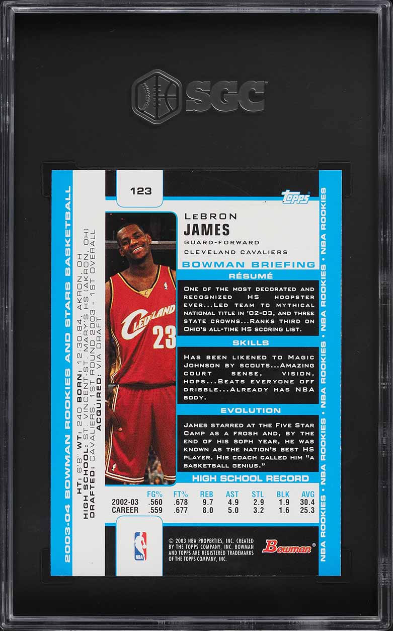 2003 Bowman Basketball LeBron James ROOKIE #123 SGC 8.5 NM-MT