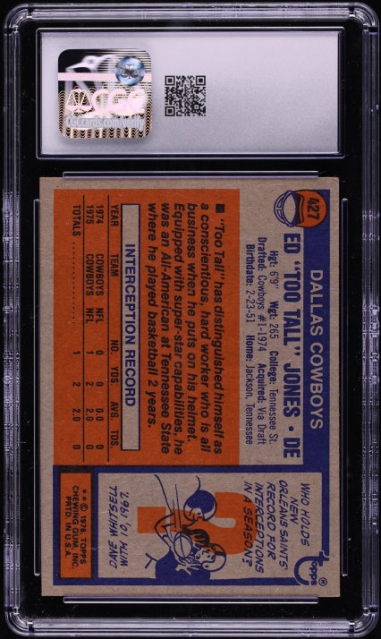 1976 Topps Football Ed "Too Tall" Jones #427 CGC 6.5 EXMT+