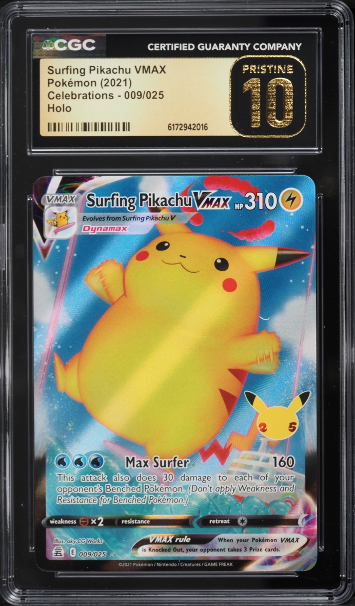 2021 Pokemon Sword & Shield Celebrations Full Art Surfing Pikachu VMAX #9 CGC 10 PRISTINE