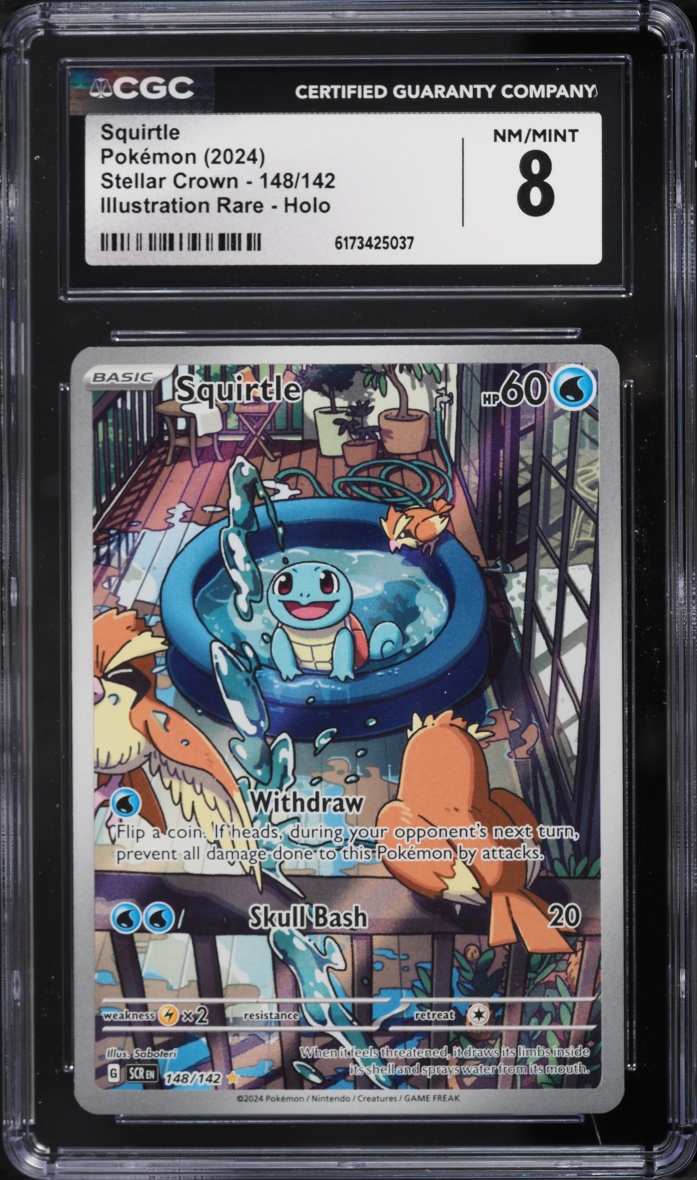 2024 Pokemon Scarlet & Violet Stellar Crown IR Squirtle #148 CGC 8 NM-MT