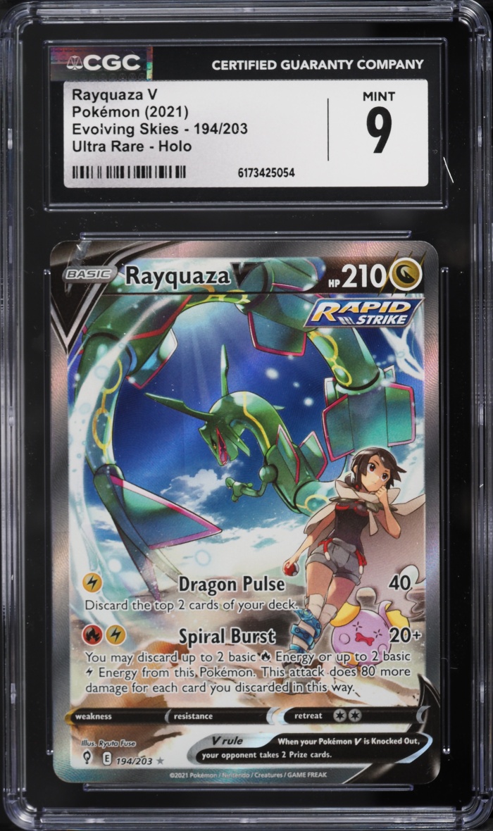 2021 Pokemon Sword & Shield Evolving Skies Alt Art Rayquaza V #194 CGC 9 MINT