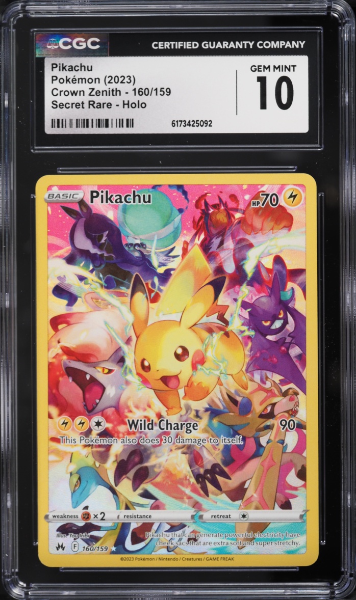 2023 Pokemon Sword & Shield Crown Zenith SEC Pikachu #160 CGC 10 GEM MINT
